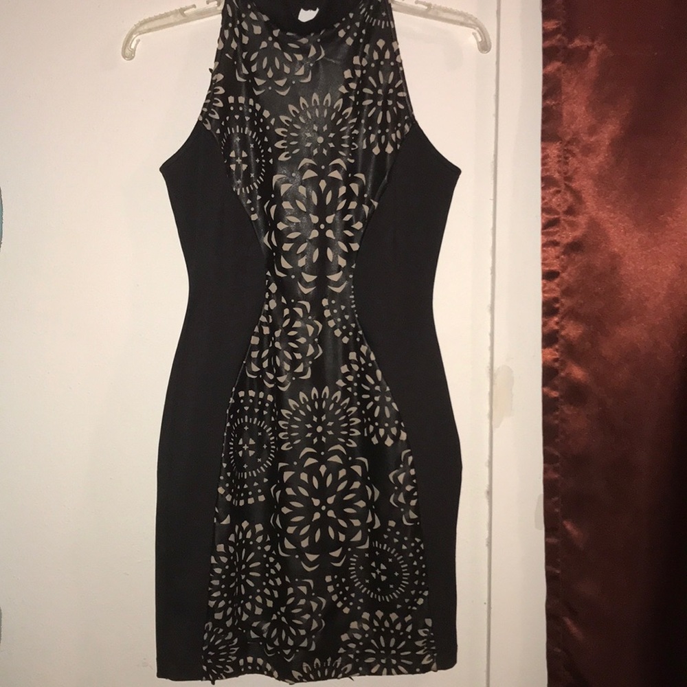 Dress with leather
